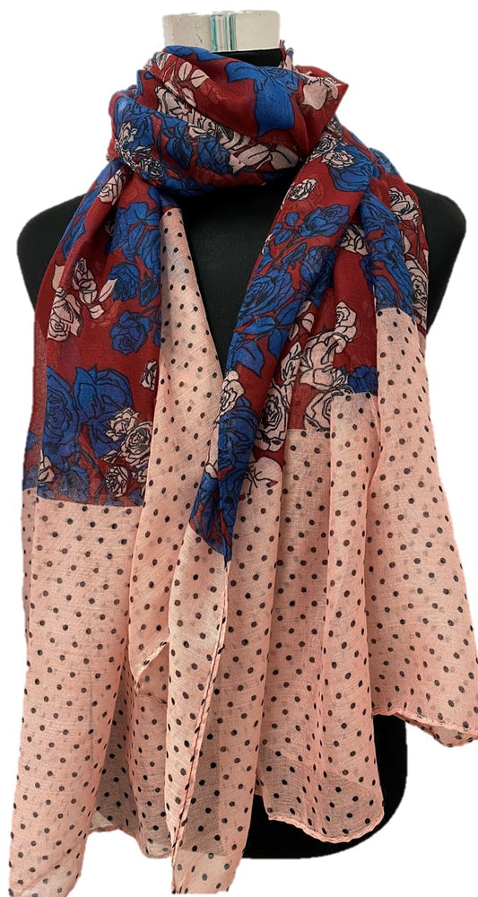 Polka + Red Roses Printed Viscose