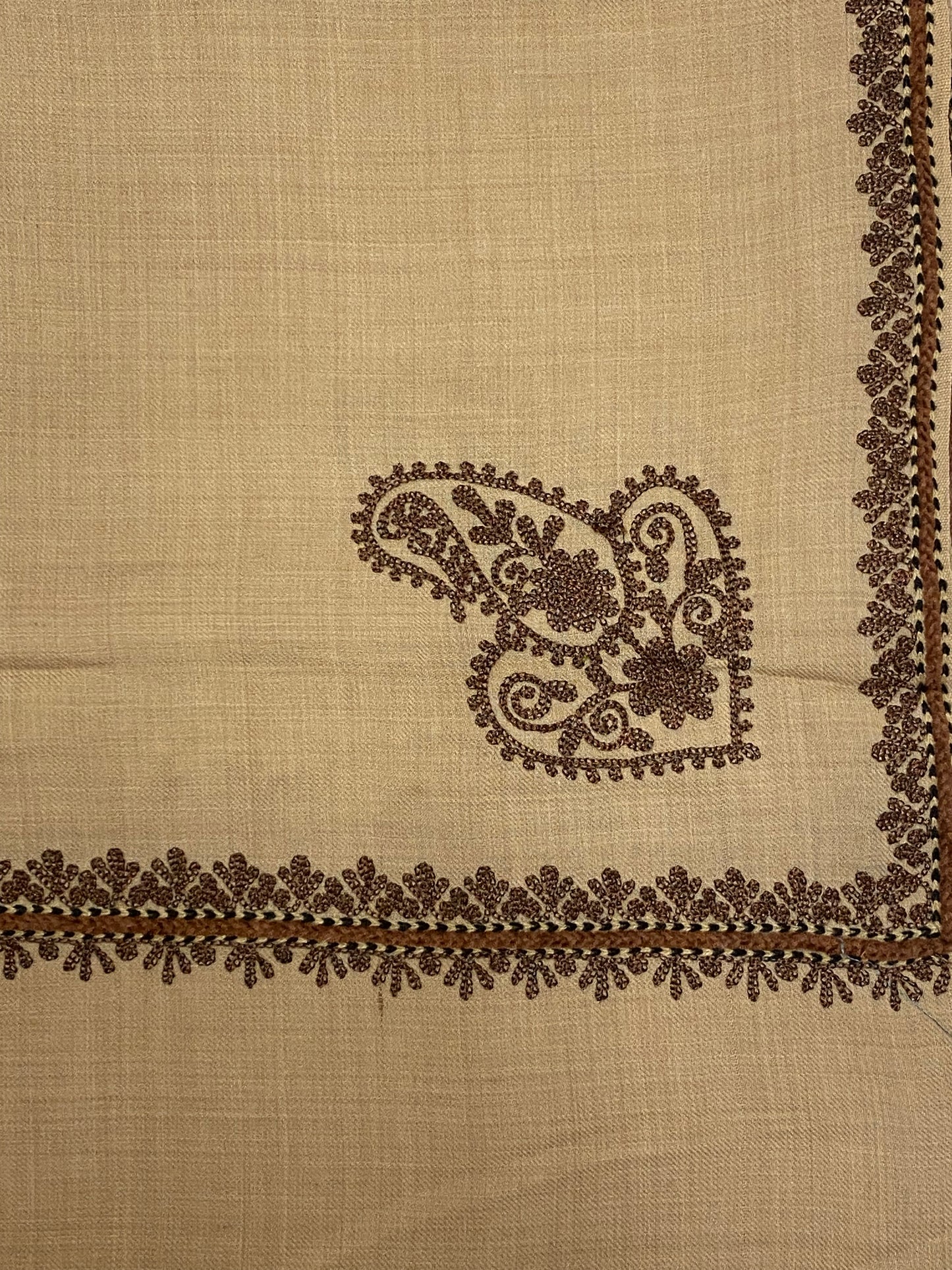 Beige Embroidered Pashmina