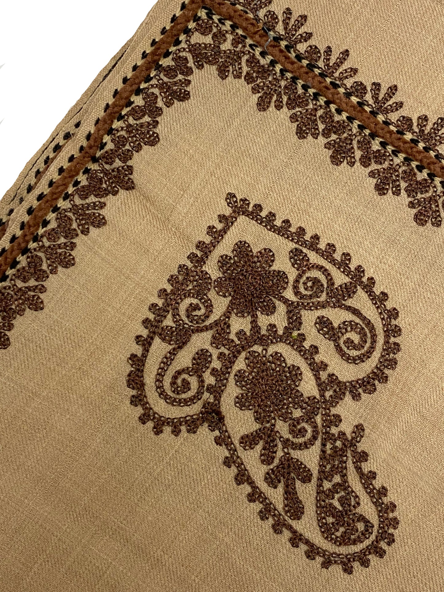 Beige Embroidered Pashmina