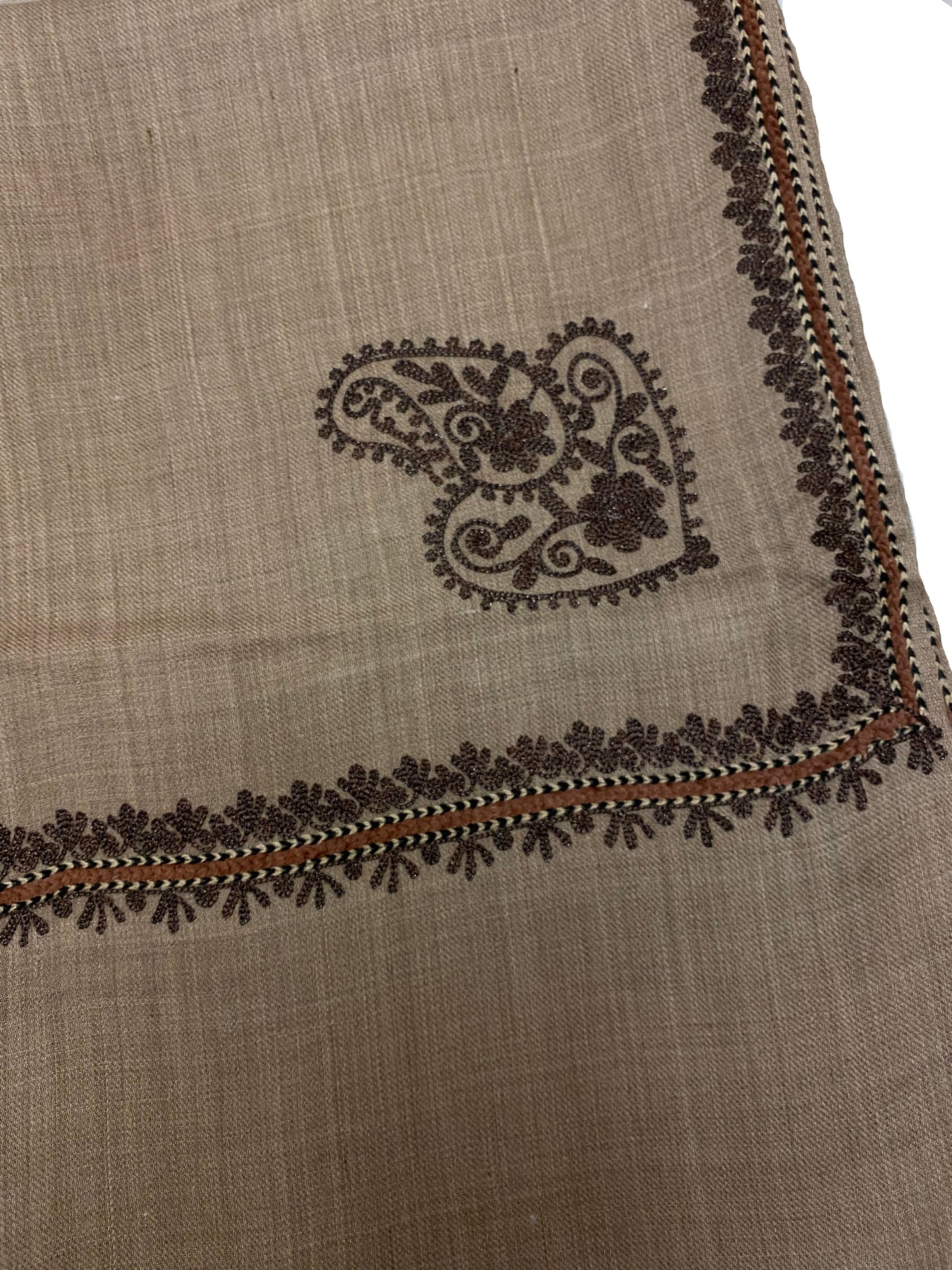Dark Beige Embroidered Pashmina