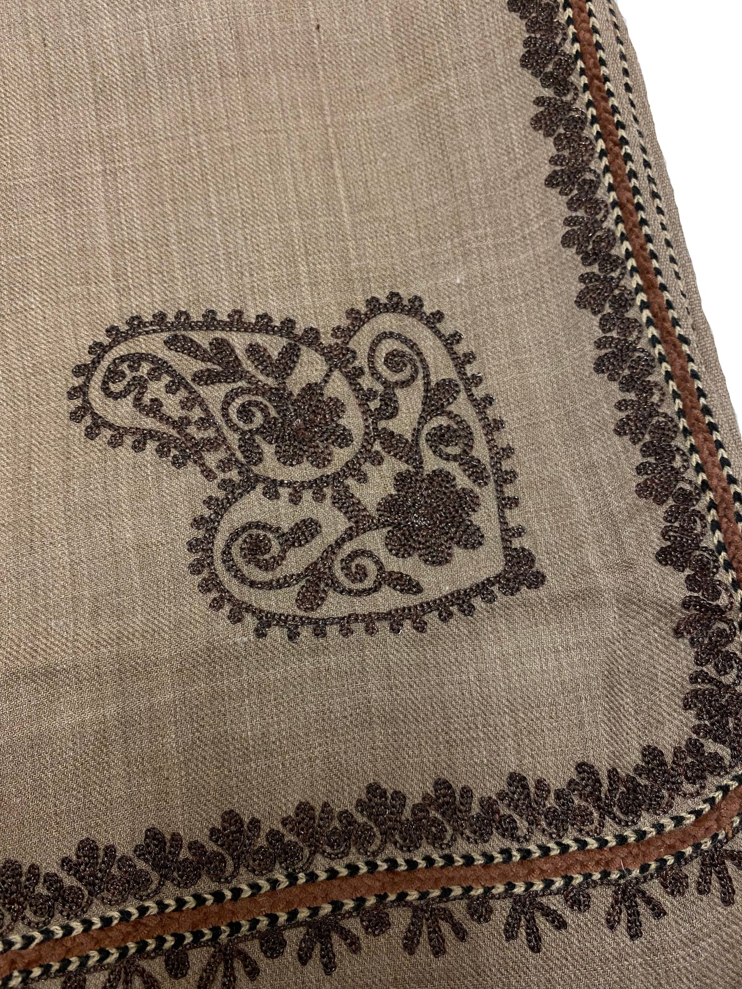 Dark Beige Embroidered Pashmina