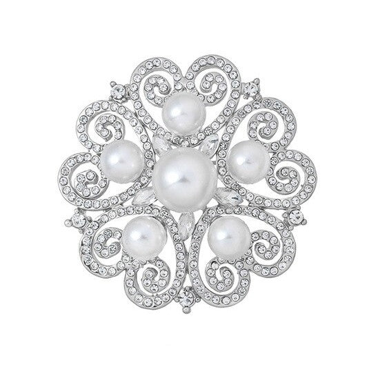 Silver Pearl Brooch