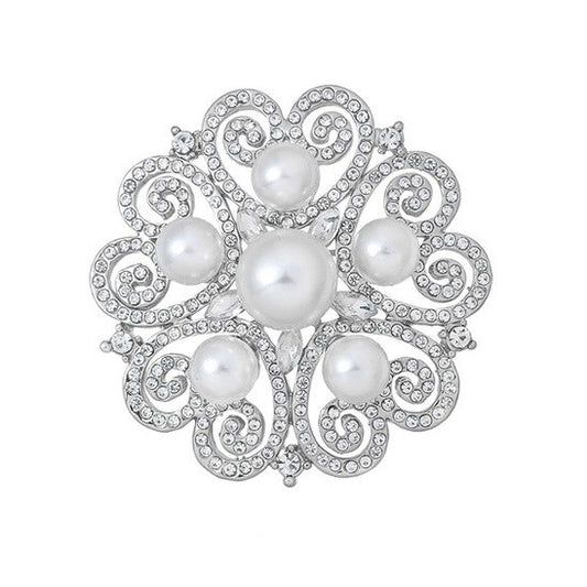 Silver Pearl Brooch