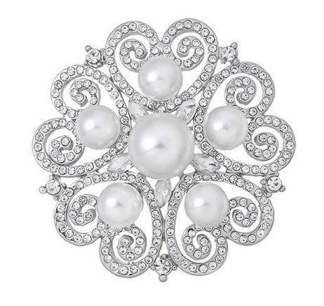 Silver Pearl Brooch