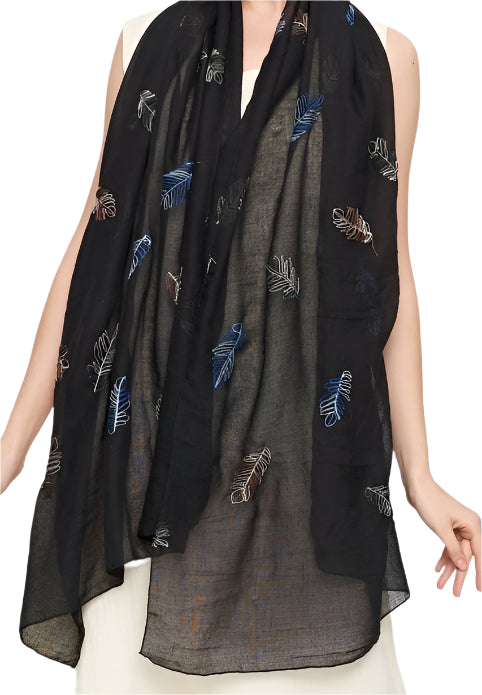 Leaves Embroidery Hijab + - Chaddors