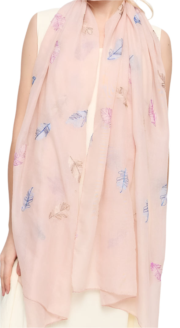 Leaves Embroidery Hijab + - Chaddors