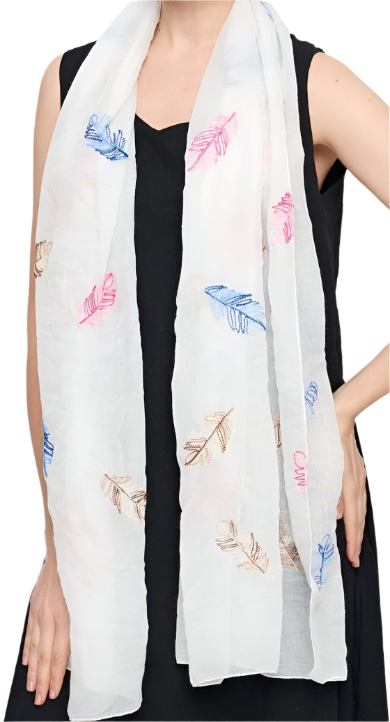 Leaves Embroidery Hijab + - Chaddors