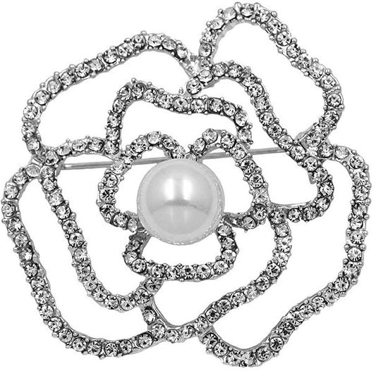 Silver Rose Brooch