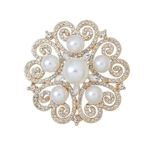 Gold Pearl Brooch