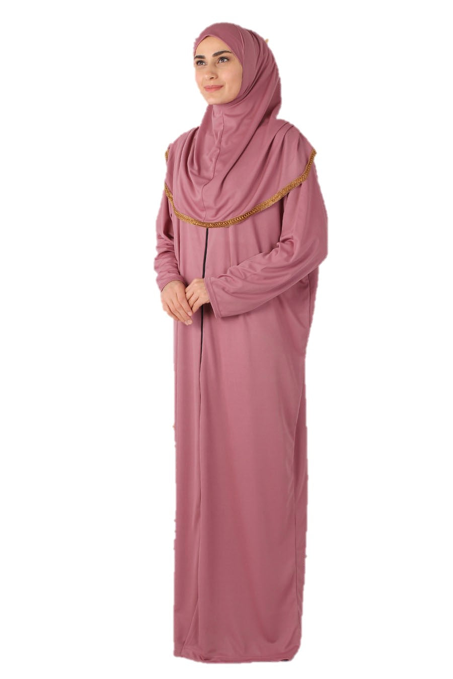 Tea Pink Zipper Turkish Prayer Dress