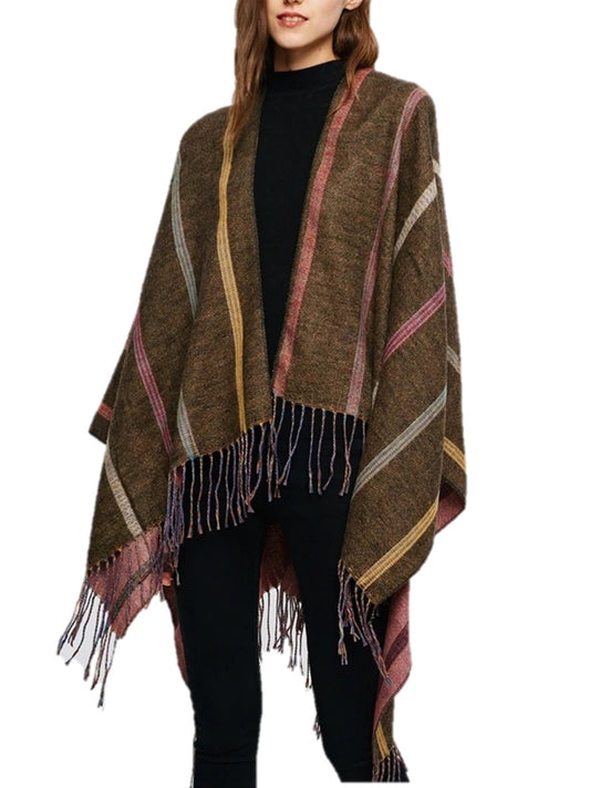 Brown Multi Stripes Cape