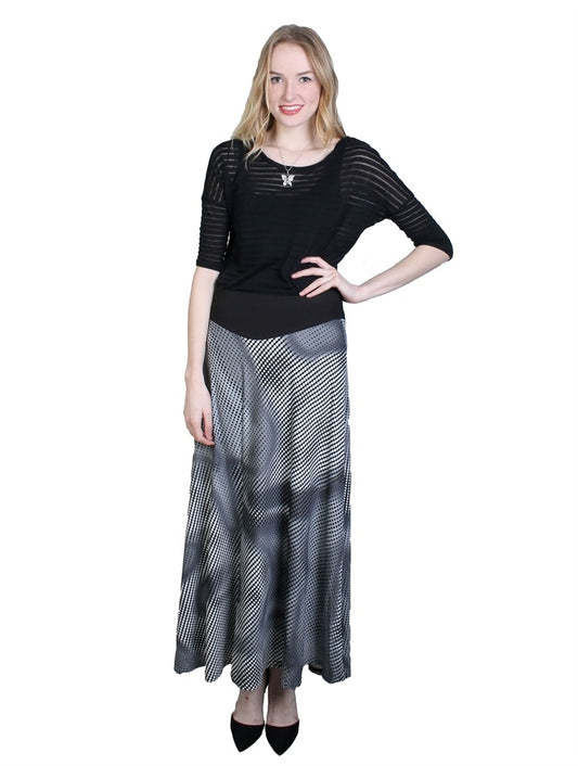 Geo Dot Print A-Line Midi Skirt - Chaddors