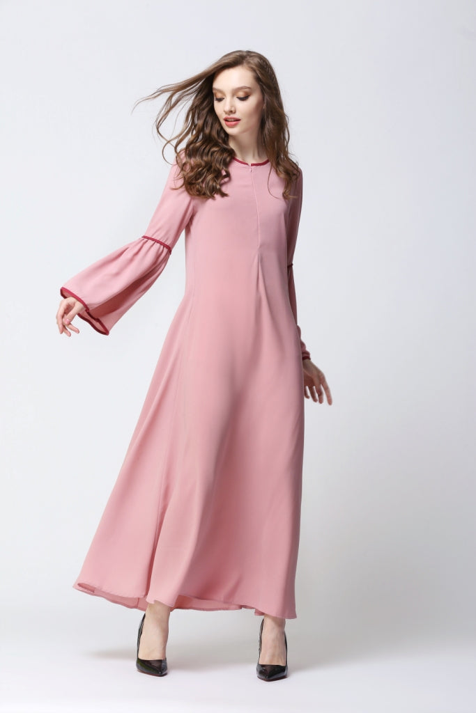 Pink Bell Sleeves Abaya - Chaddors