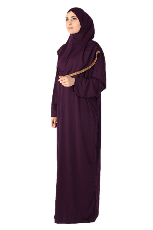 Dark Purple with Lace Turkish Prayer Dress