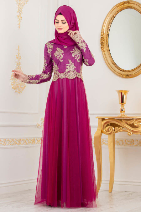 Fuchsia Evening Dress - Chaddors