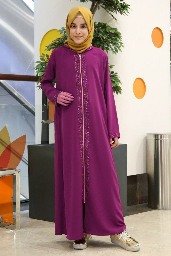 Fuchsia Hooded Girls Abayas - Chaddors