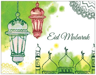 Green Eid Mubarak Card