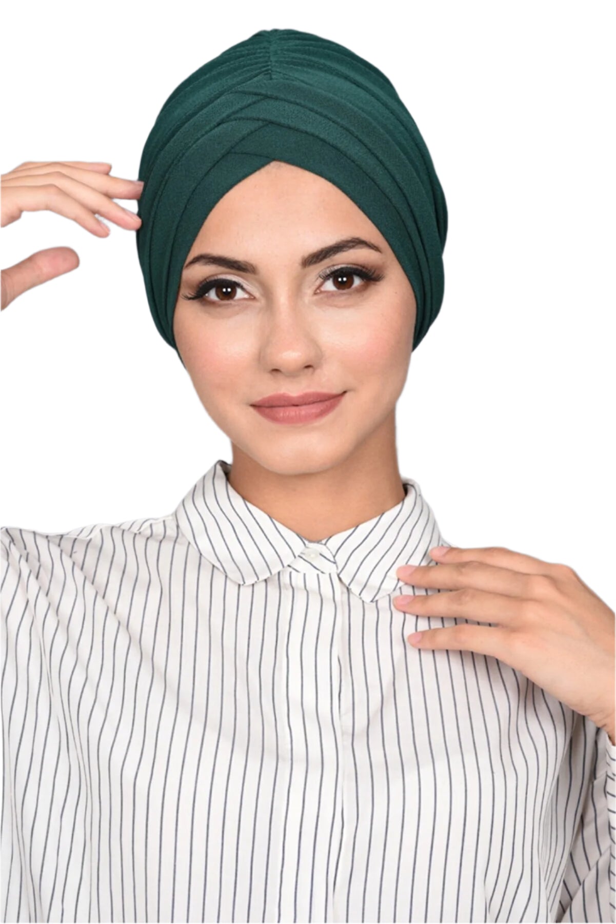 Dark Green Front Pleats Turbans