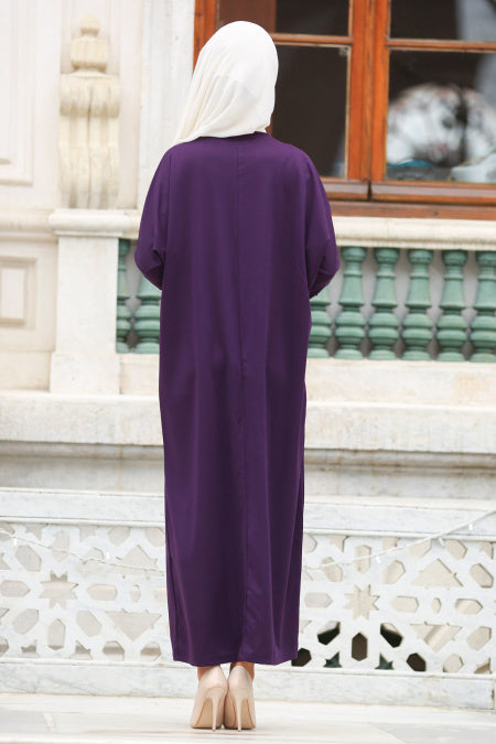 Purple Turkish Abaya with Pearls - Chaddors