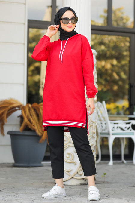 Red Sweatshirt Tunic