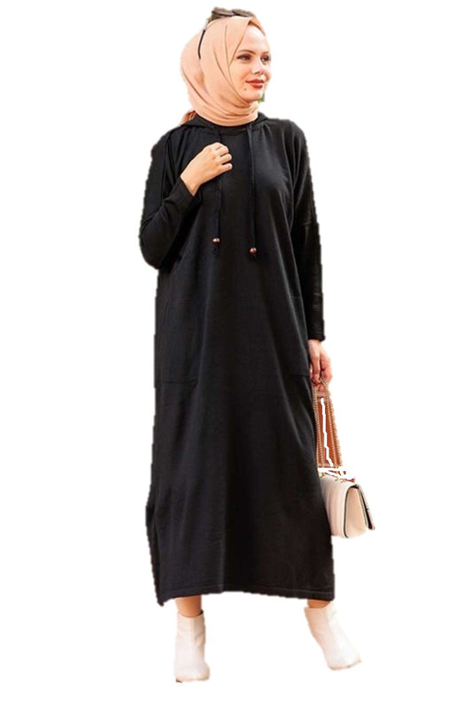 Black Knitted Turkish Dress