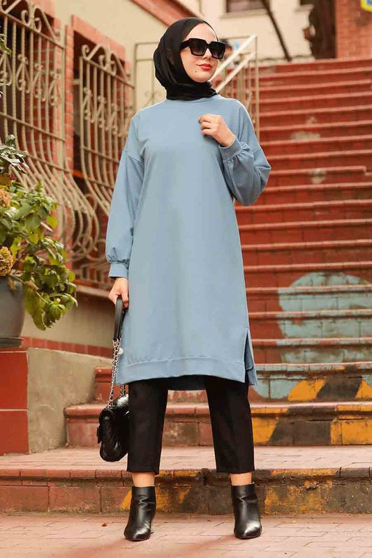 Light Blue Sweatshirt Tunic