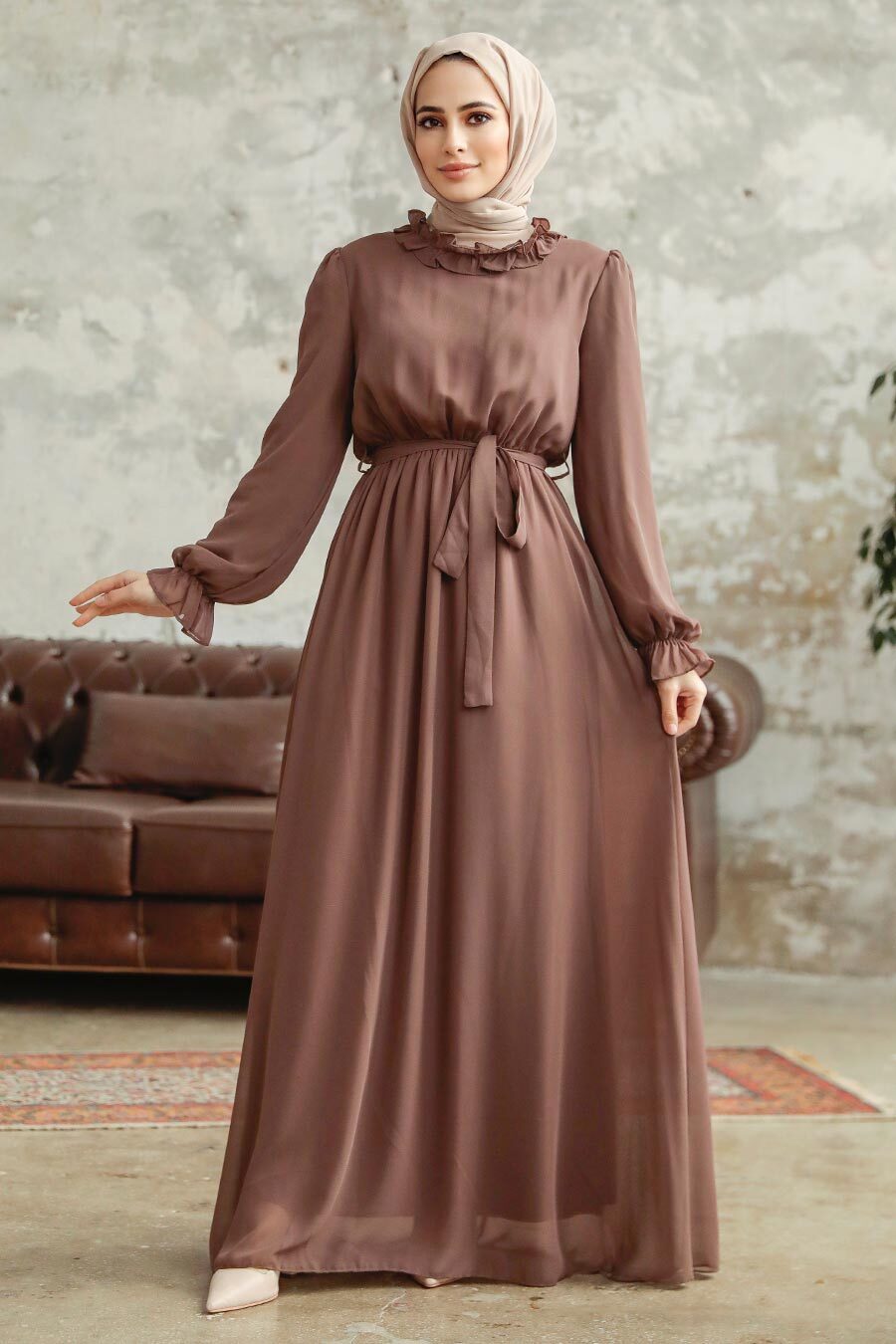Dark Beige Turkish Dress