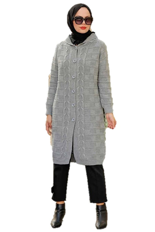 Gray Knitted Fall Cardigan