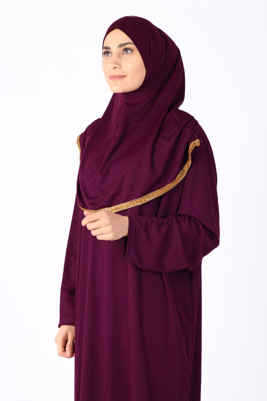 Burgundy with Lace Turkish Prayer Dress