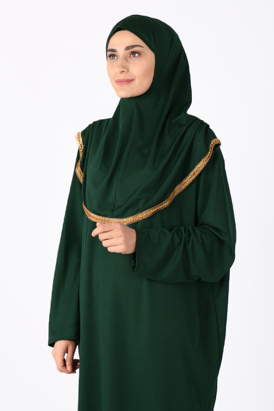 Dark Green with Lace Turkish Prayer Dress