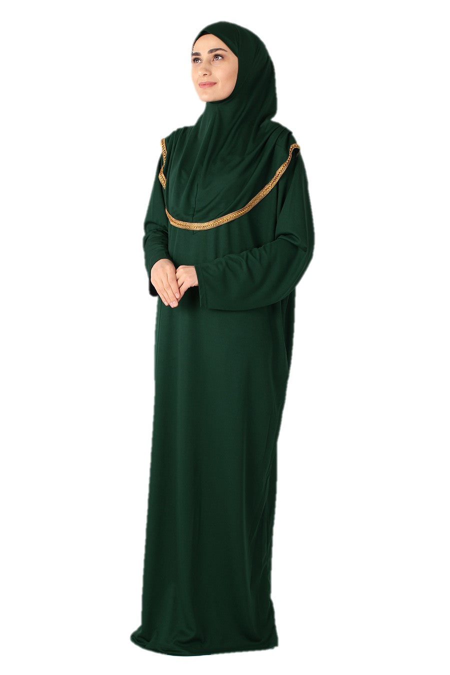 Dark Green with Lace Turkish Prayer Dress - Chaddors