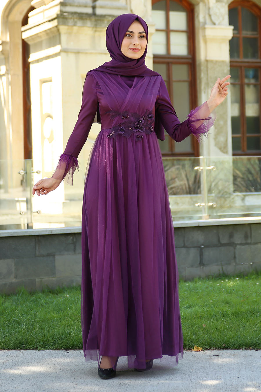 Manha Purple Princess Turkish Dress - Chaddors