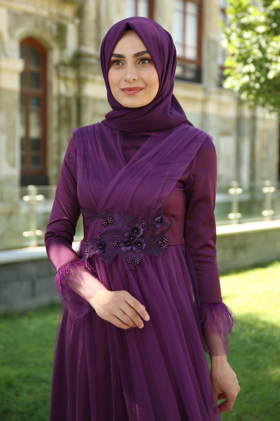 Manha Purple Princess Turkish Dress - Chaddors
