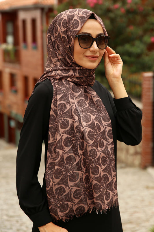 Flower Pattern Turkish Hijab