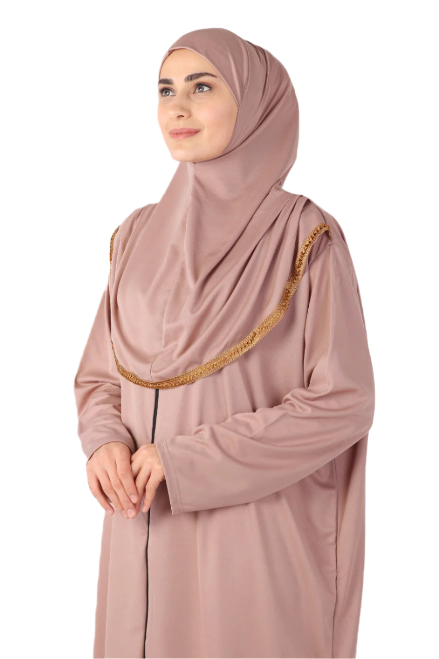 Beige Zipper Turkish Prayer Dress