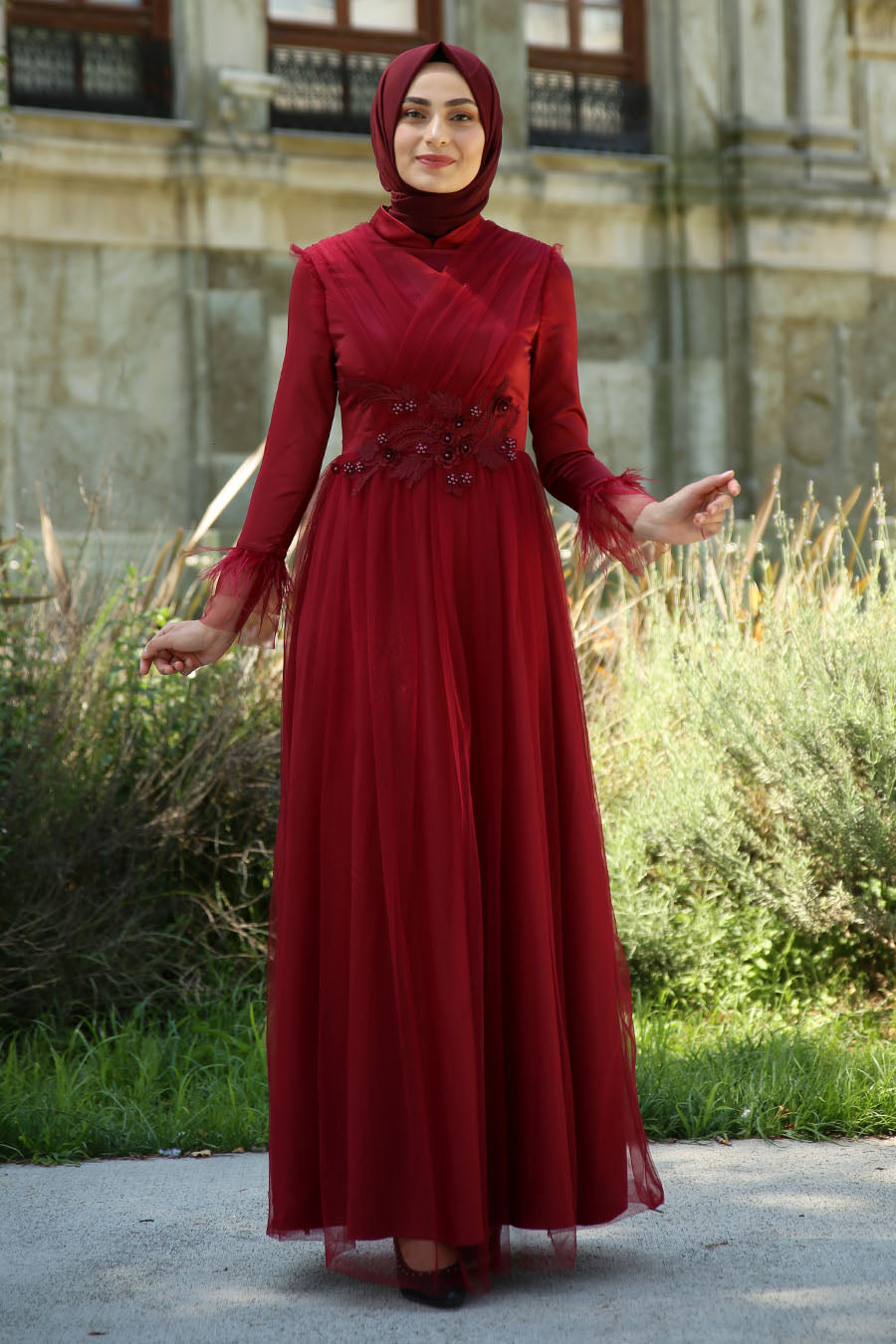 Manha Red Princess Turkish Dress - Chaddors
