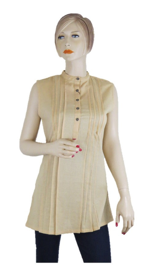 Sleevless Beige Tunic Top - Chaddors