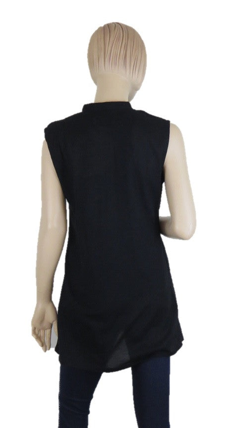 Sleevless Black Tunic Top - Chaddors