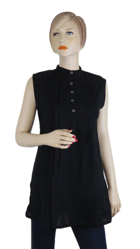 Sleevless Black Tunic Top - Chaddors