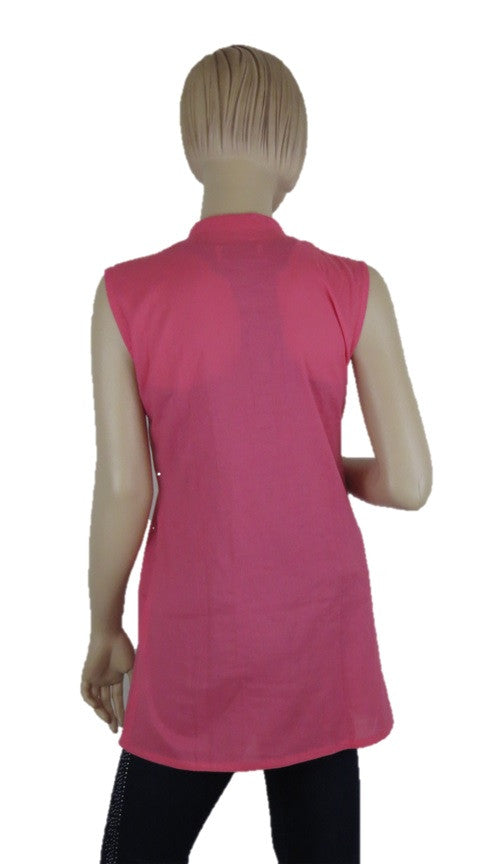 Sleevless Pink Tunic Top - Chaddors