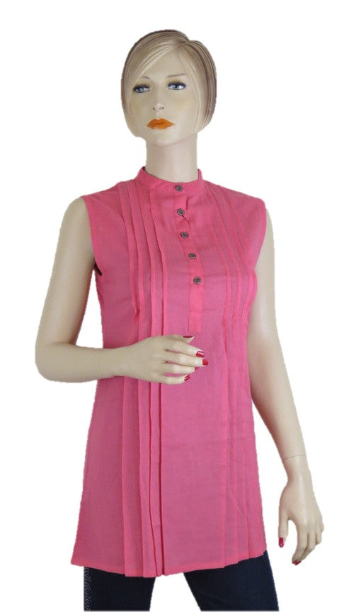 Sleevless Pink Tunic Top - Chaddors